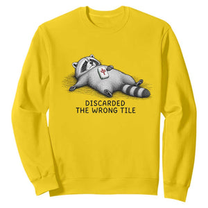 Funny Raccoon Mahjong Lovers Sweatshirt Discarded The Wrong Tile TS10 Daisy Print Your Wear
