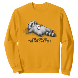 Funny Raccoon Mahjong Lovers Sweatshirt Discarded The Wrong Tile TS10 Gold Print Your Wear