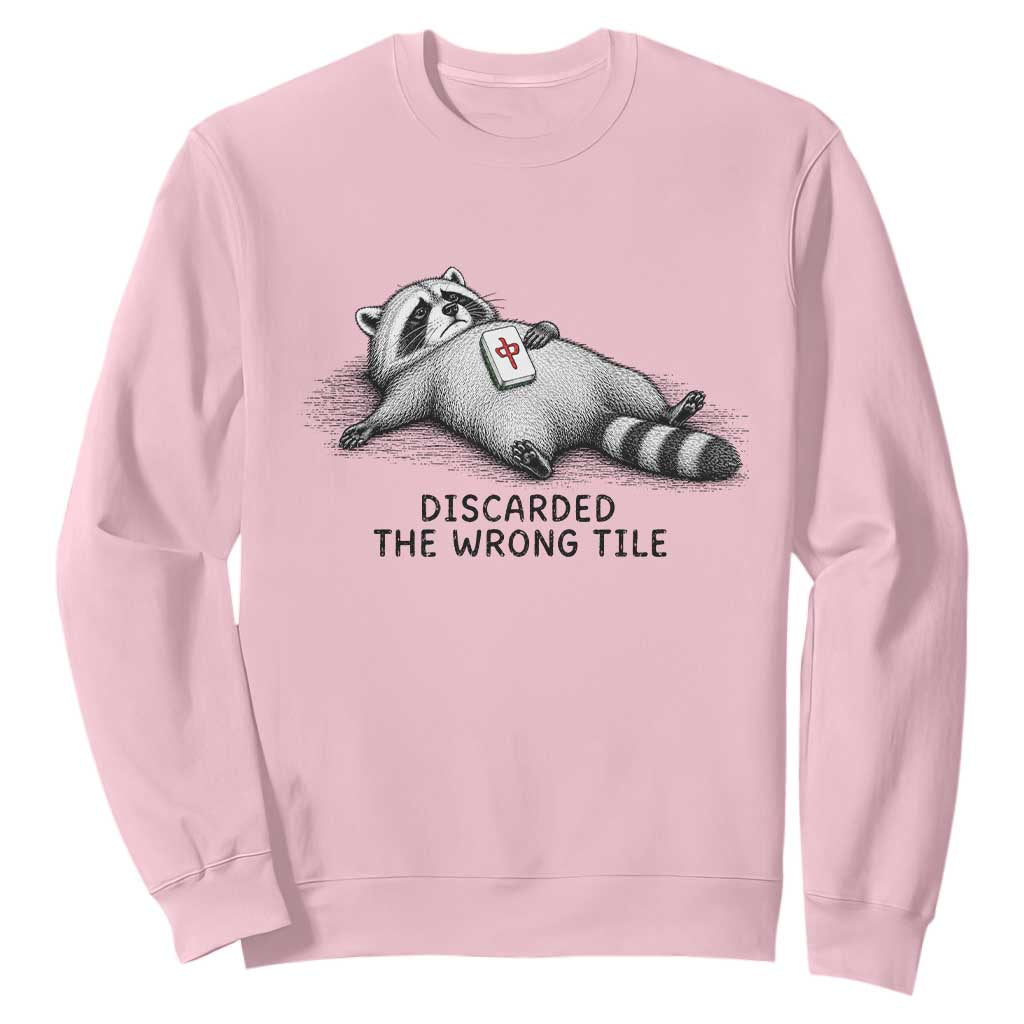 Funny Raccoon Mahjong Lovers Sweatshirt Discarded The Wrong Tile TS10 Light Pink Print Your Wear