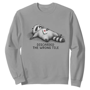 Funny Raccoon Mahjong Lovers Sweatshirt Discarded The Wrong Tile TS10 Sport Gray Print Your Wear