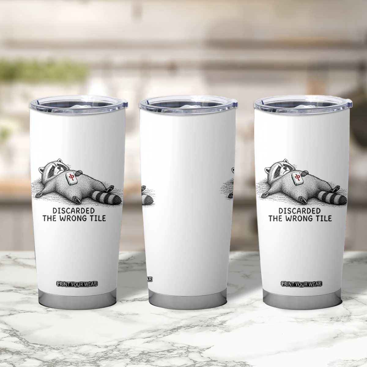Funny Raccoon Mahjong Lovers Tumbler Cup Discarded The Wrong Tile TS10 Print Your Wear