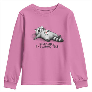 Funny Raccoon Mahjong Lovers Youth Sweatshirt Discarded The Wrong Tile TS10 Azalea Print Your Wear