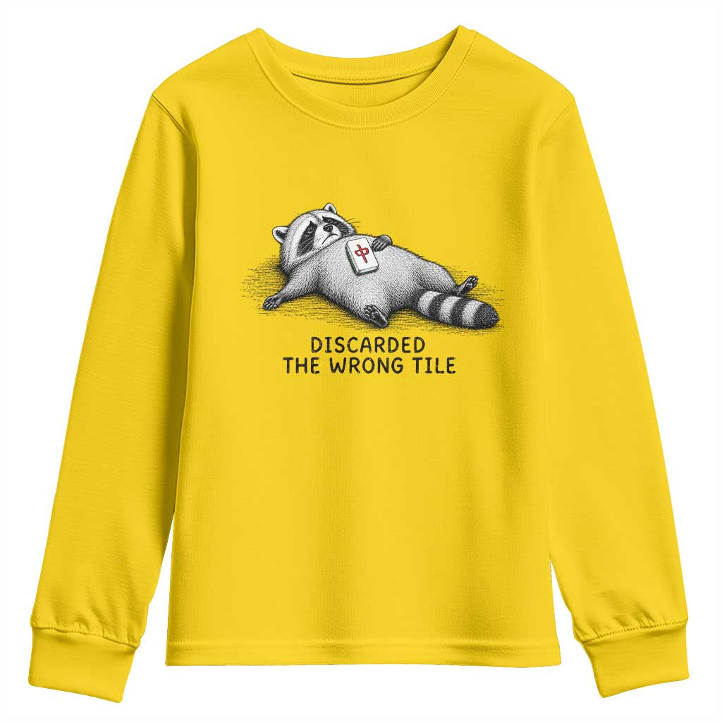 Funny Raccoon Mahjong Lovers Youth Sweatshirt Discarded The Wrong Tile TS10 Daisy Print Your Wear