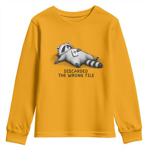 Funny Raccoon Mahjong Lovers Youth Sweatshirt Discarded The Wrong Tile TS10 Gold Print Your Wear