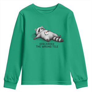 Funny Raccoon Mahjong Lovers Youth Sweatshirt Discarded The Wrong Tile TS10 Irish Green Print Your Wear