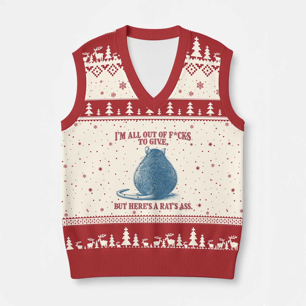 Im All Out Of Fcks But Heres A Rats Ass Funny Rat V-Neck Knit Sweater Vest