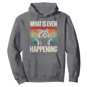 What Is Even Happening Funny Raccoon Meme Hoodie Retro Sunset Graphic