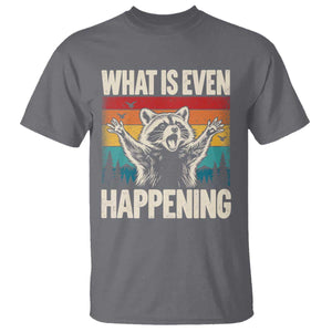 What Is Even Happening Funny Raccoon Meme T Shirt Retro Sunset Graphic