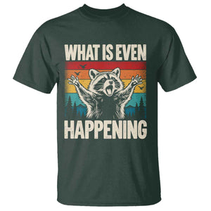 What Is Even Happening Funny Raccoon Meme T Shirt Retro Sunset Graphic