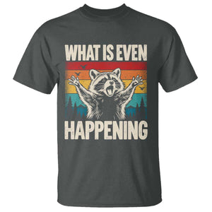 What Is Even Happening Funny Raccoon Meme T Shirt Retro Sunset Graphic