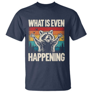 What Is Even Happening Funny Raccoon Meme T Shirt Retro Sunset Graphic