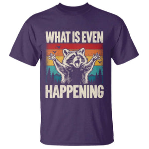 What Is Even Happening Funny Raccoon Meme T Shirt Retro Sunset Graphic