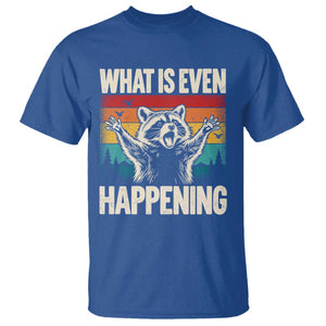 What Is Even Happening Funny Raccoon Meme T Shirt Retro Sunset Graphic