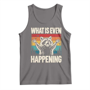 What Is Even Happening Funny Raccoon Meme Tank Top Retro Sunset Graphic
