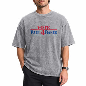 Paul Baker Support Washed Cotton T-Shirt Retro Patriotic