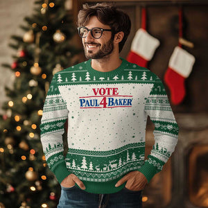 Paul Baker Support Ugly Christmas Sweater Retro Patriotic