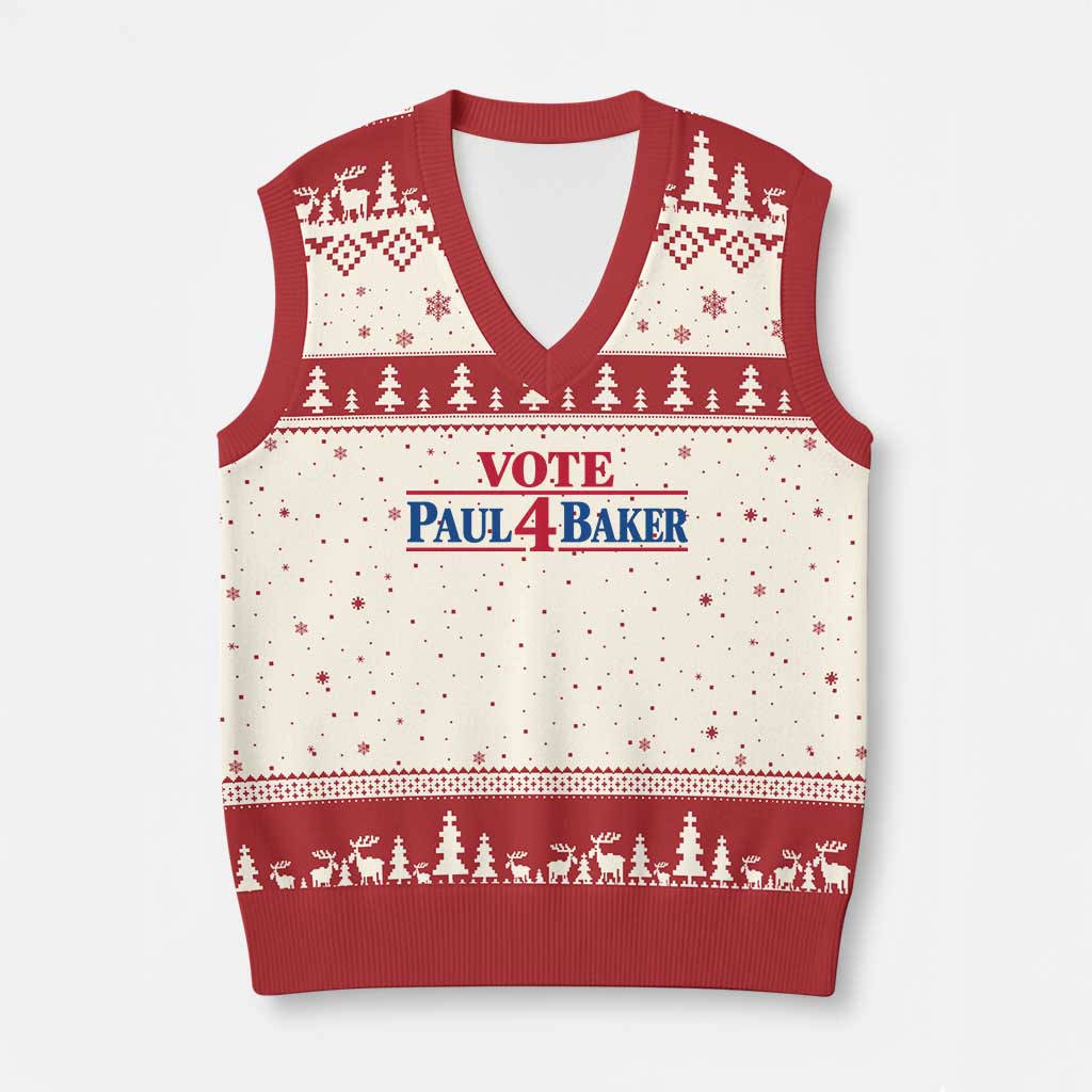 Paul Baker Support V-Neck Knit Sweater Vest Retro Patriotic