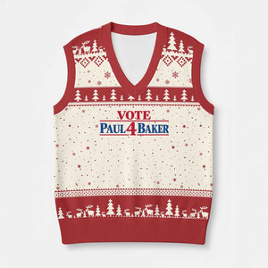 Paul Baker Support V-Neck Knit Sweater Vest Retro Patriotic