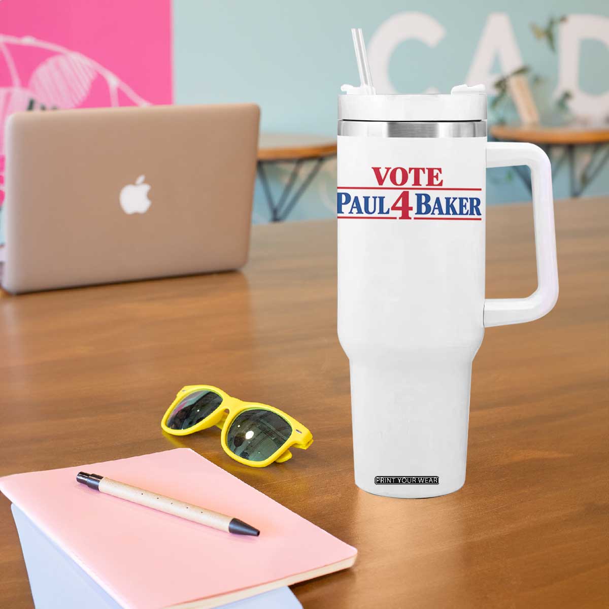 Paul Baker Support Tumbler With Handle Retro Patriotic