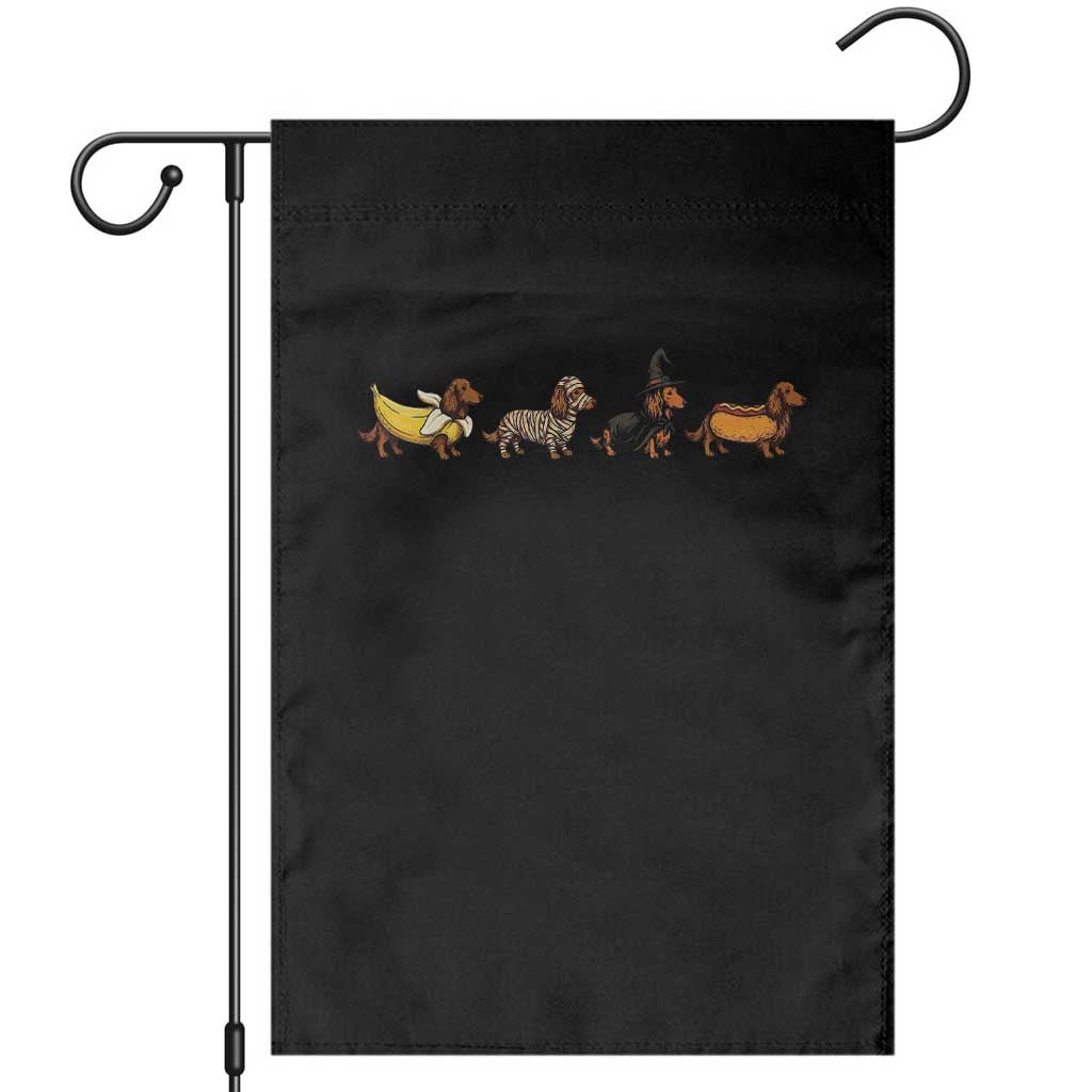 Halloween Dachshund Garden Flag Spooky Wiener Dog Costumes Banana Mummy Witch Hotdog