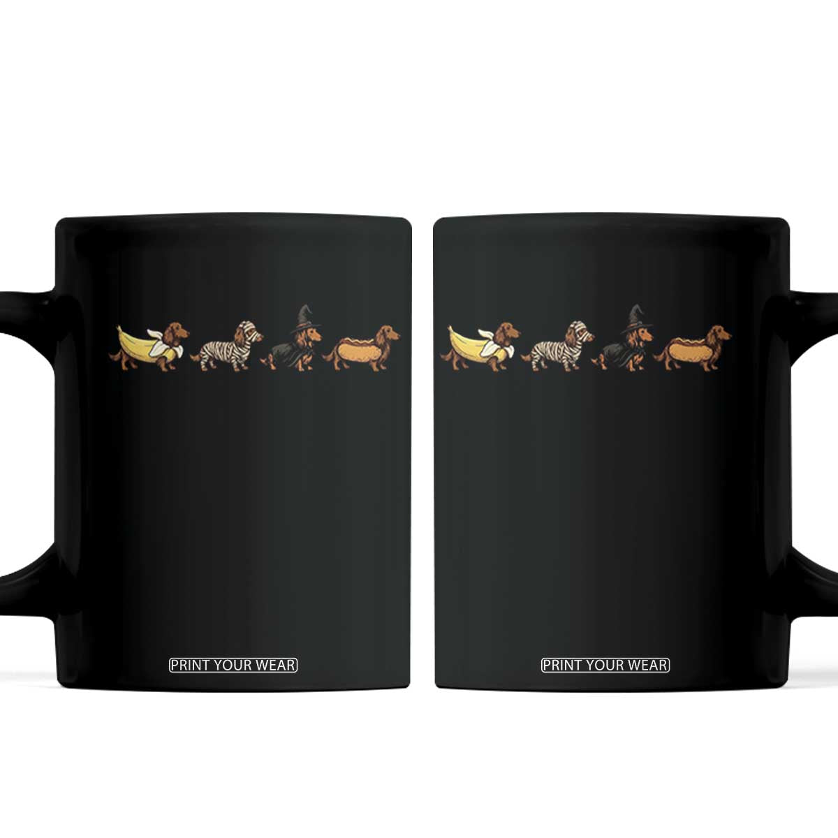 Halloween Dachshund Coffee Mug Spooky Wiener Dog Costumes Banana Mummy Witch Hotdog