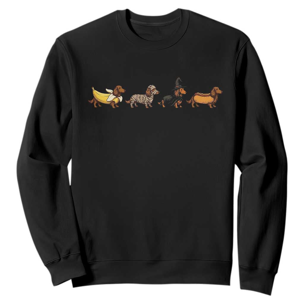 Halloween Dachshund Sweatshirt Spooky Wiener Dog Costumes Banana Mummy Witch Hotdog