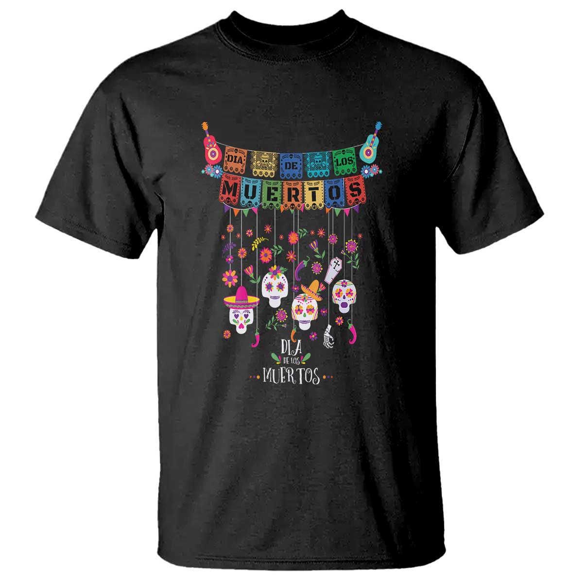 Dia De Los Muertos Funny Day Of The Dead T Shirt Hanging Sugar Skull Skulls Halloween TS10 Black Print Your Wear