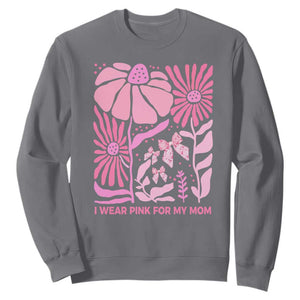 Breast Cancer Awareness Sweatshirt I Wear Pink For My Mom Boho Floral Pink Ribbon TS10 Charcoal Print Your Wear