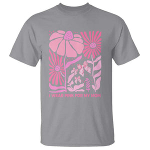 Breast Cancer Awareness T Shirt I Wear Pink For My Mom Boho Floral Pink Ribbon TS10 Sport Gray Print Your Wear