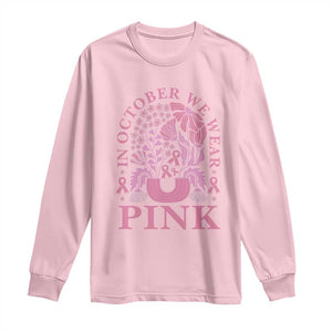 Breast Cancer Awareness Month Long Sleeve Shirt Boho Floral Vintage Floral Pink Ribbon TS10 Light Pink Print Your Wear