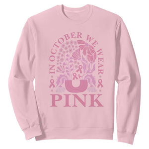 Breast Cancer Awareness Month Sweatshirt Boho Floral Vintage Floral Pink Ribbon TS10 Light Pink Print Your Wear