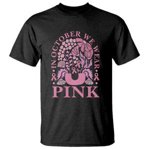 Breast Cancer Awareness Month T Shirt Boho Floral Vintage Floral Pink Ribbon TS10 Black Print Your Wear