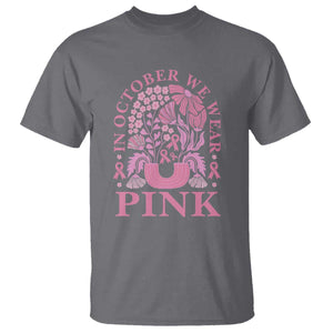 Breast Cancer Awareness Month T Shirt Boho Floral Vintage Floral Pink Ribbon TS10 Charcoal Print Your Wear