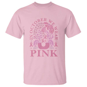 Breast Cancer Awareness Month T Shirt Boho Floral Vintage Floral Pink Ribbon TS10 Light Pink Print Your Wear