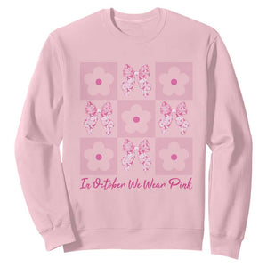 Breast Cancer Awareness Month Sweatshirt In October We Wear Pink Coquette Bow Boho Floral Gift For Mom TS10 Light Pink Print Your Wear