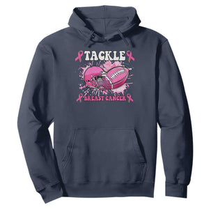 Tackle Football Breast Cancer Awareness Hoodie Pink Ribbon Boys Kid TS10 Navy Print Your Wear