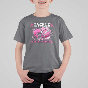 Tackle Football Breast Cancer Awareness T Shirt For Kid Pink Ribbon Boys Kid TS10 Charcoal Print Your Wear