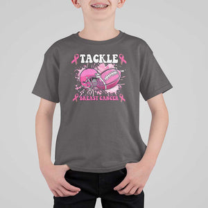 Tackle Football Breast Cancer Awareness T Shirt For Kid Pink Ribbon Boys Kid TS10 Dark Chocolate Print Your Wear