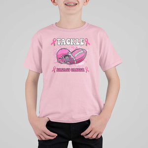 Tackle Football Breast Cancer Awareness T Shirt For Kid Pink Ribbon Boys Kid TS10 Light Pink Print Your Wear