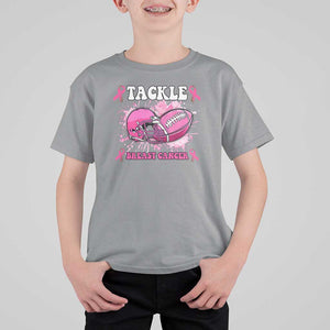 Tackle Football Breast Cancer Awareness T Shirt For Kid Pink Ribbon Boys Kid TS10 Sport Gray Print Your Wear