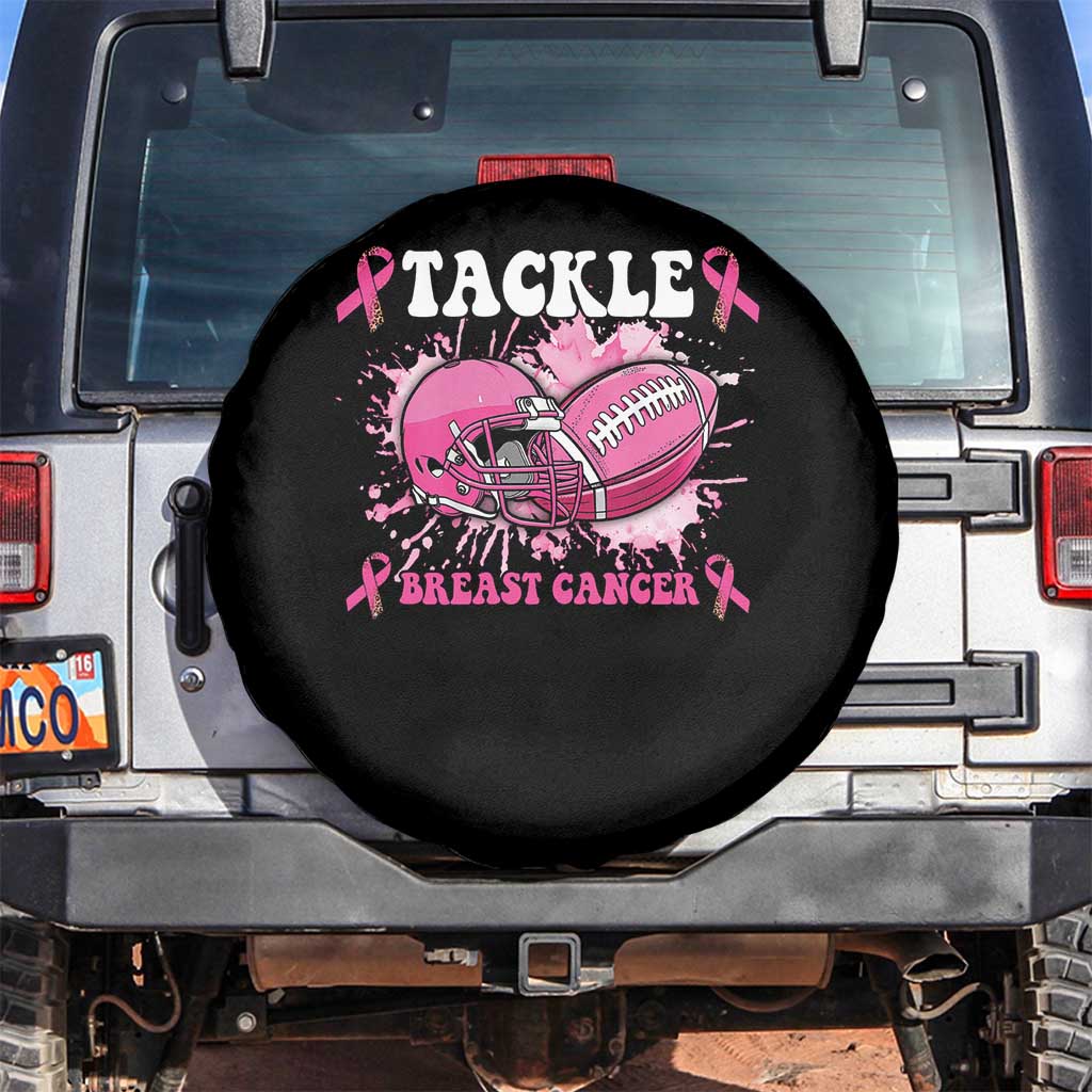 Tackle Football Breast Cancer Awareness Spare Tire Cover Pink Ribbon Boys Kid TS10 No hole Black Print Your Wear