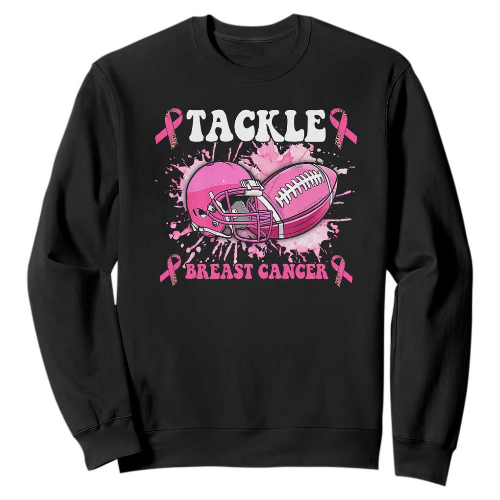 Tackle Football Breast Cancer Awareness Sweatshirt Pink Ribbon Boys Kid TS10 Black Print Your Wear