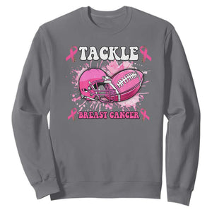 Tackle Football Breast Cancer Awareness Sweatshirt Pink Ribbon Boys Kid TS10 Charcoal Print Your Wear