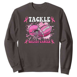 Tackle Football Breast Cancer Awareness Sweatshirt Pink Ribbon Boys Kid TS10 Dark Chocolate Print Your Wear