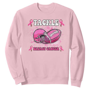 Tackle Football Breast Cancer Awareness Sweatshirt Pink Ribbon Boys Kid TS10 Light Pink Print Your Wear