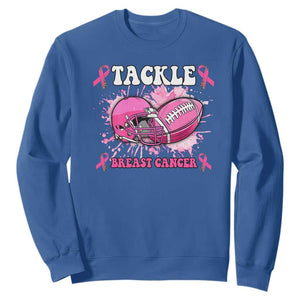 Tackle Football Breast Cancer Awareness Sweatshirt Pink Ribbon Boys Kid TS10 Royal Blue Print Your Wear