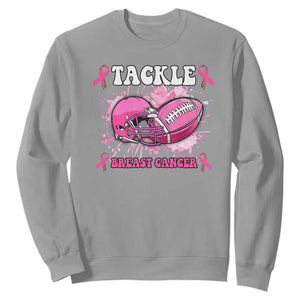 Tackle Football Breast Cancer Awareness Sweatshirt Pink Ribbon Boys Kid TS10 Sport Gray Print Your Wear