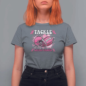 Tackle Football Breast Cancer Awareness T Shirt For Women Pink Ribbon Boys Kid TS10 Charcoal Print Your Wear