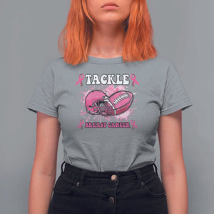 Tackle Football Breast Cancer Awareness T Shirt For Women Pink Ribbon Boys Kid TS10 Sport Gray Print Your Wear