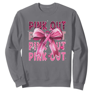 Football Pink Out Breast Cancer Awareness Sweatshirt Coquette Football TS10 Charcoal Print Your Wear